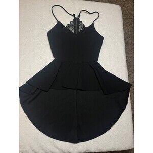 Iris Mini Blk Cocktail  tank top Fit Flare Spaghetti Straps Size S